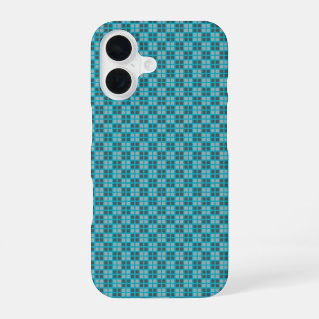 Coque iPhone 16 Protecteur iPhone bleu micro-carreauté (Verso)
