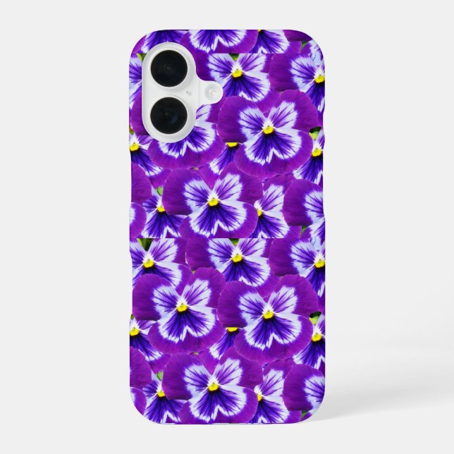 Coque iPhone 16 Purple Butterfly Shaped Pansies, (Verso)