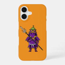 Purple Eggplant Samurai Warrior with Spear Illustr