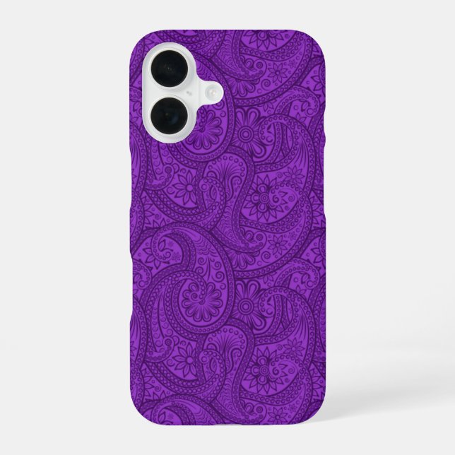 Coque iPhone 16 Purple Paisley (Verso)