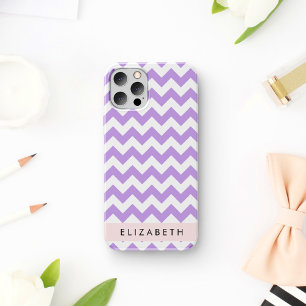 Coque iPhone 16 Purple Zigzag, Purple Chevron, Votre Nom
