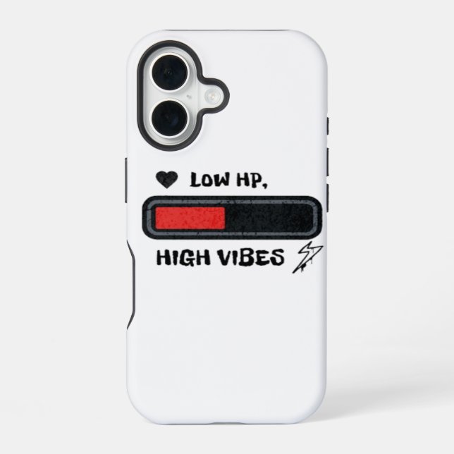 Coque iPhone 16 PV bas, Vibes élevées mème drôle (Verso)