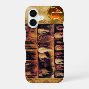Coque iPhone 16 Quartier arrière du cheval, Gem d'agate orange Mon