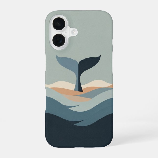 Coque iPhone 16 Queue de baleine rétro abstraite (Verso)