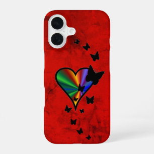 Coque iPhone 16 Rainbow heart and Butterfly