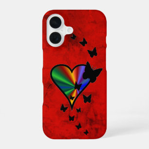 Coque iPhone 16 Rainbow heart and Butterfly