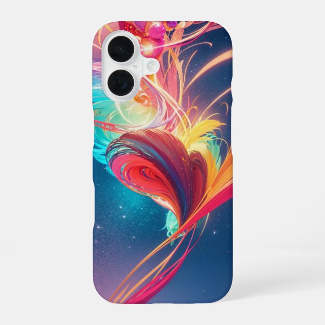 Coque iPhone 16 Rainbow Heart Fever Phone Case (Verso)