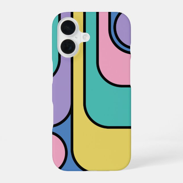 Coque iPhone 16 Rationalisation Moderne Style rétro Design géométr (Verso)
