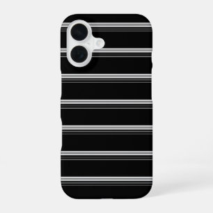 Coque iPhone 16 Rayé noir blanc chic 