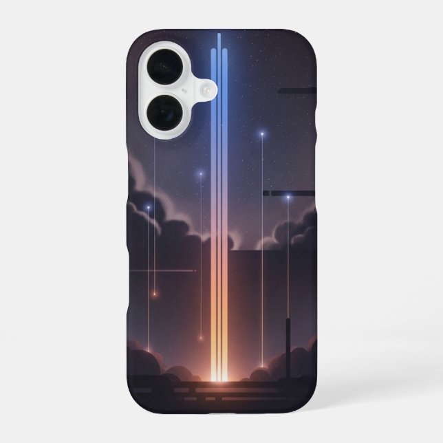Coque iPhone 16 Rayons lumineux rétro-inspirés (Verso)