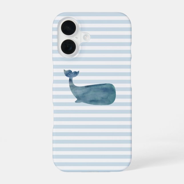 Coque iPhone 16 Rayure Nautique Baleine  (Verso)