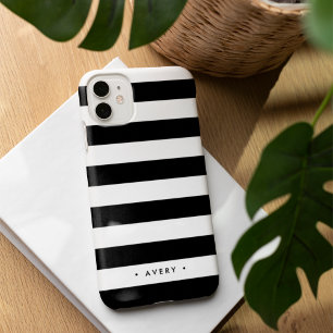 Coque iPhone 16 Rayure noire et blanche personnalisée