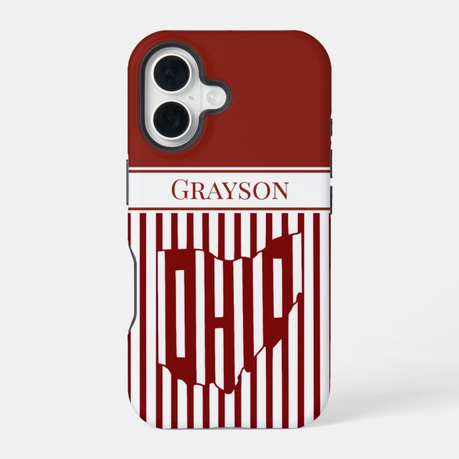 Coque iPhone 16 Rayure rouge de l'Ohio (Verso)