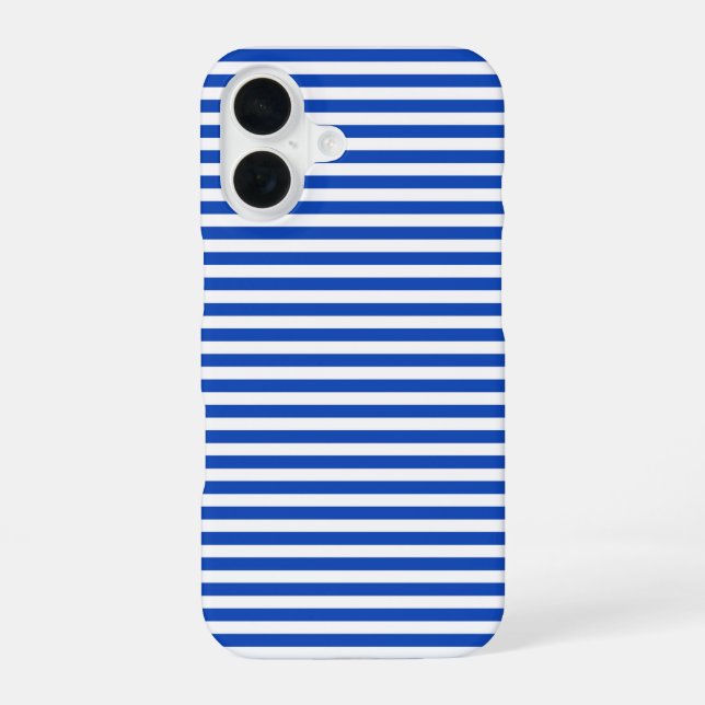 Coque iPhone 16 Rayures Bleues Nautiques (Verso)