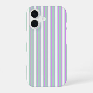 Coque iPhone 16 Rayures de bonbon à la menthe et au lilas