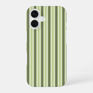 Coque iPhone 16 Rayures de bonbon olive et blanc