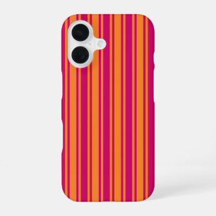 Coque iPhone 16 Rayures de bonbons roses et orange