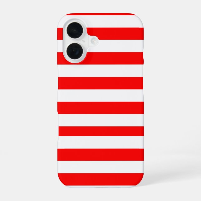 Coque iPhone 16 Rayures de cabane rouge et blanc  (Verso)