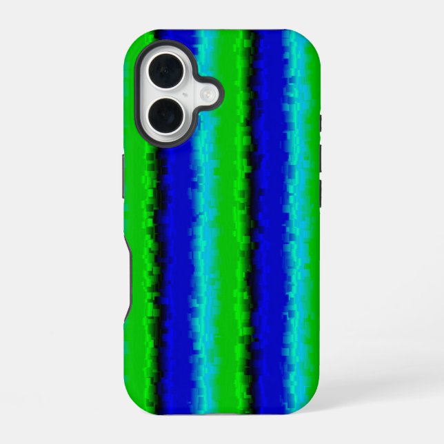 Coque iPhone 16 Rayures de verre brisé bleu vert (Verso)
