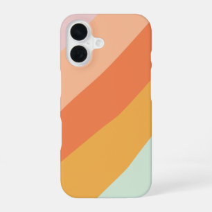 Coque iPhone 16 Rayures diagonales colorées rétro bonbons pastel