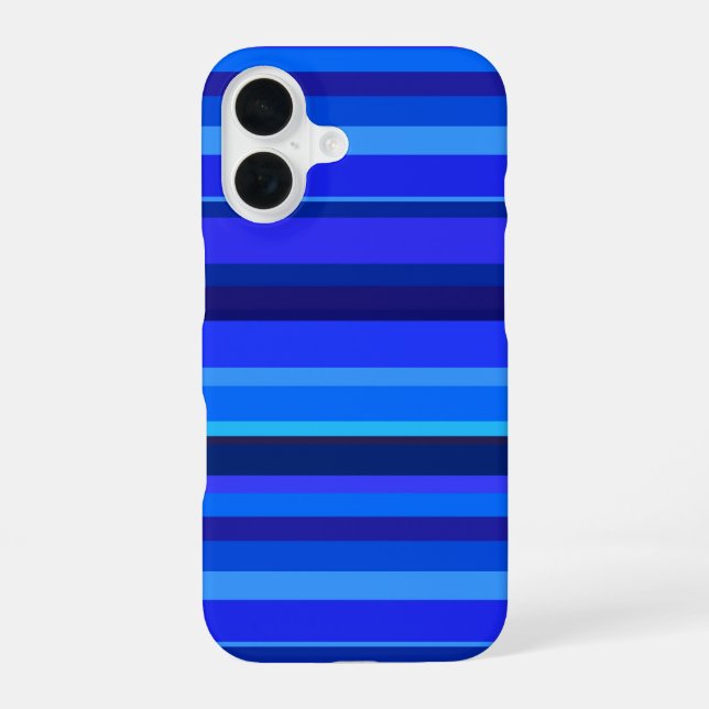 Coque iPhone 16 Rayures horizontales bleues (Verso)