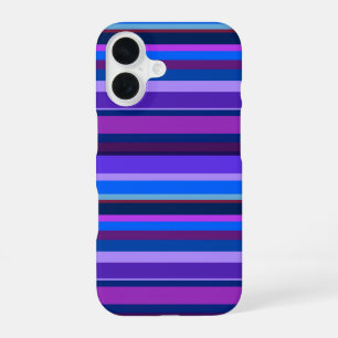 Coque iPhone 16 Rayures horizontales bleues et violettes