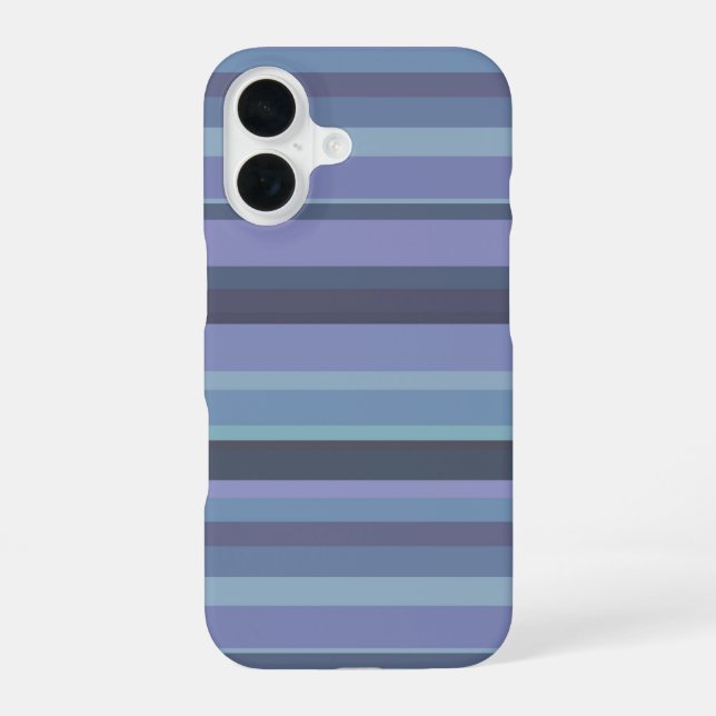 Coque iPhone 16 Rayures horizontales gris-bleu (Verso)