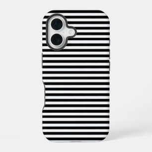 Coque iPhone 16 Rayures horizontales noires et blanches