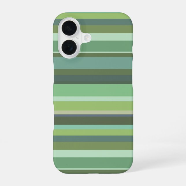 Coque iPhone 16 Rayures horizontales vert olive (Verso)