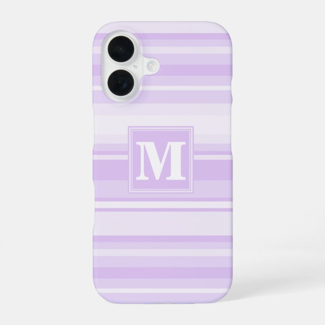 Coque iPhone 16 Rayures lilas Monogram (Verso)
