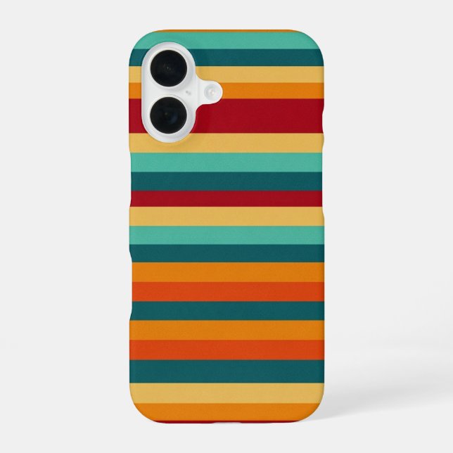 Coque iPhone 16 Rayures Rétro Alternées (Verso)