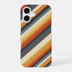 Coque iPhone 16 Rayures Rétro Diagonales