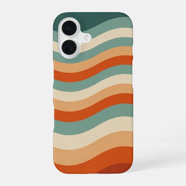 Coque iPhone 16 Rayures Rétro Ondulées Douces (Verso)