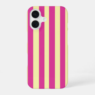 Coque iPhone 16 Rayures roses et jaunes