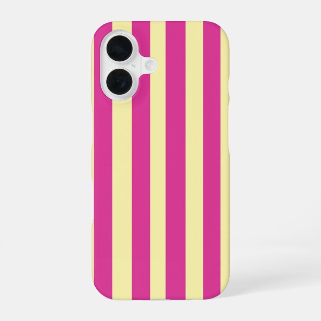 Coque iPhone 16 Rayures roses et jaunes  (Verso)