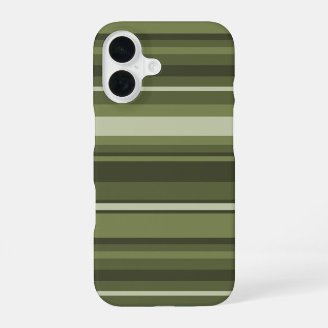 Coque iPhone 16 Rayures vert olive  (Verso)