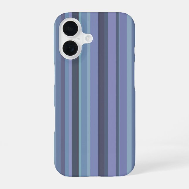 Coque iPhone 16 Rayures verticales bleu-gris (Verso)