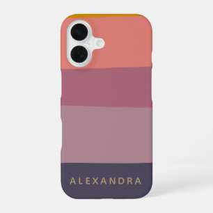 Coque iPhone 16 Rayures violettes terreuses Nom personnalisé Moder