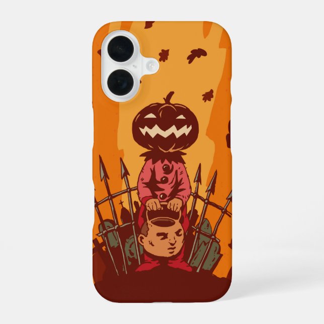 Coque iPhone 16 Reaper citrouille (Verso)