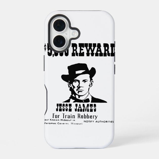 Coque iPhone 16 Recherché Jesse James (Verso)