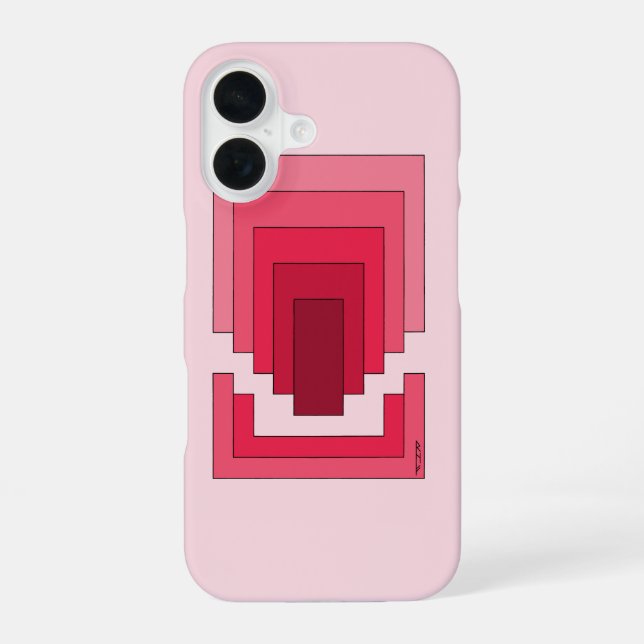 Coque iPhone 16 Rectangle Abstrait en rouge (Verso)