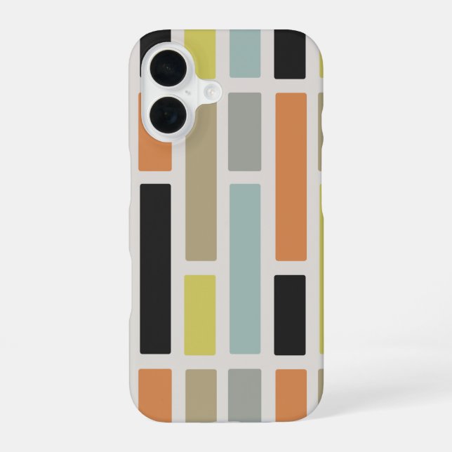 Coque iPhone 16 Rectangles Modernes du Milieu de Siècle (Verso)