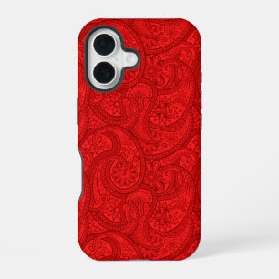 Coque iPhone 16 Red Paisley