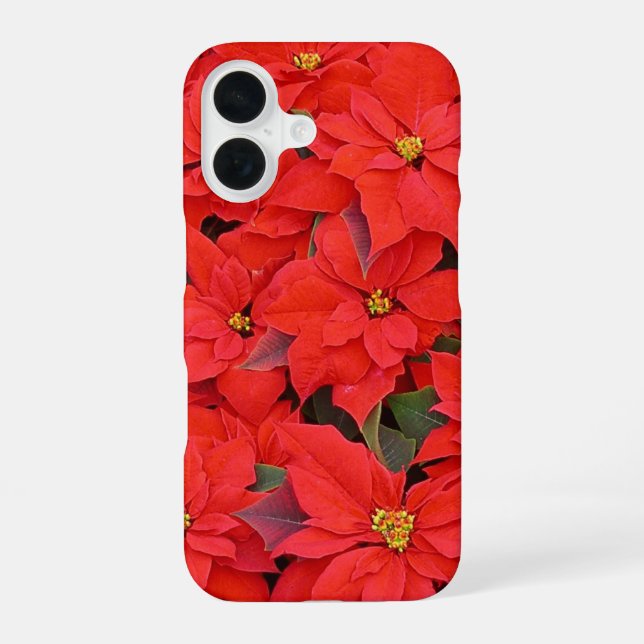 Coque iPhone 16 Red Poinsettias I Christmas Holiday Floral Photo (Verso)