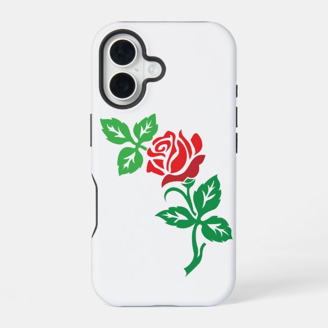 Coque iPhone 16 Red Rose Flower Design – Classic Floral Beauty (Verso)