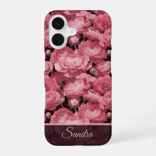 Coque iPhone 16 Renoncule de remerciement classique avec nom