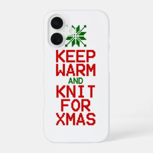 Coque iPhone 16 Restez au chaud et tricotez pour Noël