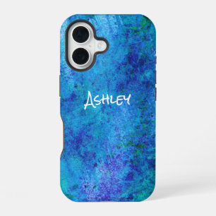 Coque iPhone 16 Résumé Bleu Aquarelle
