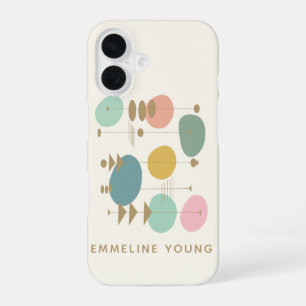 Coque iPhone 16 Rétro Age Atomique Milieu Moderne Géométrique Pers
