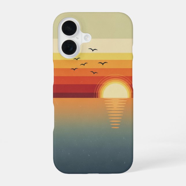 Coque iPhone 16 Retro Birds Over the Ocean (Verso)